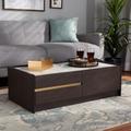 Baxton Studio Walker Modern and Contemporary Dark Brown and Gold Finished Wood Coffee Table with Faux Marble Top - Wholesale Interiors LV25CFT2514-Modi Wenge/Marble-CT