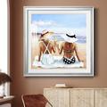 Highland Dunes Ladies w/ Lemonade - Picture Frame Painting Paper in Blue/Brown/White | 30.5 H x 30.5 W x 1.5 D in | Wayfair