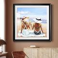 Highland Dunes Ladies w/ Lemonade - Picture Frame Painting Paper in Blue/Brown/White | 34.5 H x 34.5 W x 1.5 D in | Wayfair