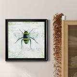 Ophelia & Co. Garden Bee - Picture Frame Painting on Canvas Canvas, Solid Wood in Black/Blue/Gray | 17.5 H x 17.5 W x 1.5 D in | Wayfair