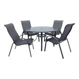 Courtyard Casual Santa Fe 5 Piece Sling 48" Round Table Dining Set with 4 Sling Chairs