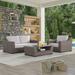 3-Piece Manhattan Rustic Wicker Seating Set with Tempered Glass