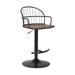 Adjustable Wood and Metal Barstool with Open Frame Backrest,Black and Brown