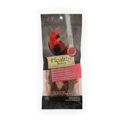 Healthy Select 3 Pieces Strawberry-Flavored Spray Millet for Birds, 2 oz.