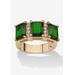 Women's Yellow Gold-Plated Emerald Cut 3 -Stone Simulated Birthstone & CZ Ring by PalmBeach Jewelry in May (Size 7)