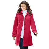 Plus Size Women's Plush Fleece Jacket by Roaman's in Classic Red (Size 2X) Soft Coat