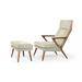 Lounge Chair - AllModern Harv 26Cm Wide Lounge Chair & Ottoman Faux Leather/Wood in White/Brown | 40 H x 26 W x 34 D in | Wayfair