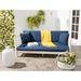 SAFAVIEH Outdoor Living Malibu Antiqued White/ Navy Acacia Wood Cushioned Daybed - 39" W x 71.7" D x 27.2" H