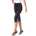 Plus Size Women's Stretch Cotton Printed Capri Legging by Woman Within in Black Pretty Bouquet (Size 6X)