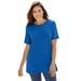 Plus Size Women's Perfect Short-Sleeve Crewneck Tee by Woman Within in Bright Cobalt (Size 1X) Shirt