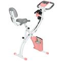 HOMCOM 2-in-1 Foldable Exercise Bike Recumbent Stationary Bike 8-Level Adjustable Magnetic Resistance with Pulse Sensor LCD Display, Pink