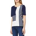 Gerry Weber Casual Women's T-Shirt 3/4 Arm, Blue/Ecru/White Rings, 14