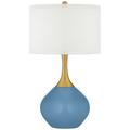 Secure Blue Nickki Brass Modern Luxe Table Lamp