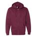 Independent Trading Co. SS4500Z Midweight Full-Zip Hooded Sweatshirt in Maroon size Medium | Cotton/Polyester Blend SS450Z