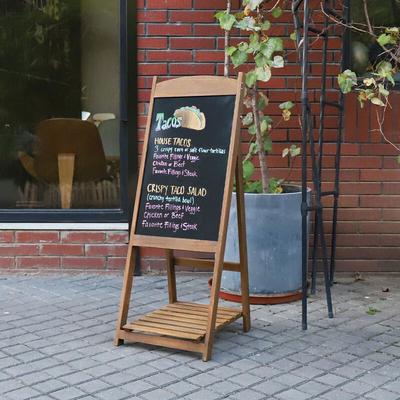 Kreidetafel Aufsteller Magnetisch Werbetafel Holztafel Kundenstopper mit Blumenregal für Cafe Bar Image