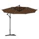 LED Parasol (3 Meter) – Cantilever Garden Patio Umbrella with Base & Open Close Crank | Solar-Powered Lights on Offset Banana Hanging Parasol | Heavy Duty & Wide Coverage Sun Protection UPF 50+(BROWN)