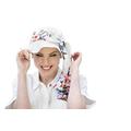 Masumi Headwear Lola Hat/ 100% Cotton Sun Hat and Scarf Style (White Forest Fiori)