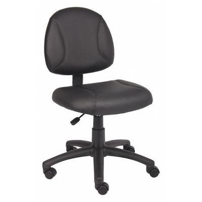ZORO SELECT 452R29 Leather Task Chair, 24-, No Arm, Black