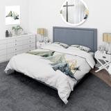 Designart 'Winter Minimalistic Dark Blue Mountain Landscape I' Modern Duvet Cover Comforter Set