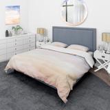 Designart 'Pastel Abstract With Dark Blue Pink & Beige Spots' Modern Duvet Cover Comforter Set