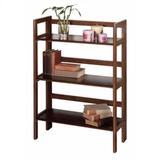 3-Shelf Stackable Folding Bookcase in Distressed Walnut Finish - 38.5 "H x 27.8" W x 11.5" D