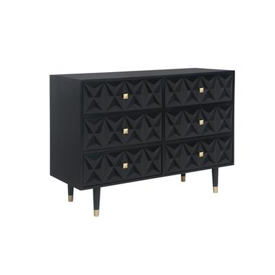 6-Drawer Geo Texture Dresser by Linon Home Décor in Black Gold