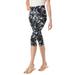 Plus Size Women's Stretch Cotton Printed Capri Legging by Woman Within in Black White Tie Dye (Size M)