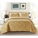 THL 3 Piece Border Quilted Bedspread Comforter with Pillowsham Beautiful Design Pair Cushion Covers (Mustard, King)