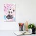 East Urban Home Cherry Blossom Wishes, Panda - Wrapped Canvas Painting Print Canvas in Black/Green/Pink | 12 H x 8 W x 0.75 D in | Wayfair