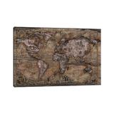 East Urban Home Vintage Art World Map - Wrapped Canvas Graphic Art Print Canvas in Brown | 26 H x 1.5 D in | Wayfair