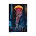 East Urban Home Electric Jellyfish In Newyork by David Loblaw - Wrapped Canvas Graphic Art Canvas | 12 H x 8 W x 0.75 D in | Wayfair