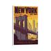 East Urban Home New York Brooklyn Bridge Travel Poster by Jim Zahniser - Wrapped Canvas Advertisements Canvas in Brown/Yellow | Wayfair