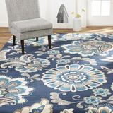 Blue 78 x 0.4 in Area Rug - Andover Mills™ Caffey Floral Area Rug Polypropylene | 78 W x 0.4 D in | Wayfair 530CA2F7F2F04E33A25C97CB5F2E8678
