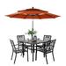 Lark Manor™ Alyah Square 4 - Person 37" Long Outdoor Dining Set w/ Umbrella Metal in Black | 37 W x 37 D in | Wayfair