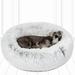 Tucker Murphy Pet™ Evangelista Faux Fur Self Warming Indoor Round Donut Cuddler Memory Foam in White, Size 7.0 H x 30.0 W x 30.0 D in | Wayfair