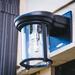 Winston Porter Krimhilde Solar Powered Clear Glass Outdoor Wall Lantern w/ Dusk to Dawn Aluminum/Metal in Black | 7.5 H x 5.5 W x 7 D in | Wayfair