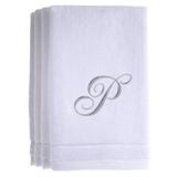 Creative Scents Monogrammed 4 Piece 100% Cotton Fingertip Towel Set 100% Cotton in Gray/Blue | Wayfair 8332-P