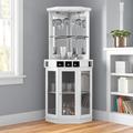 Andover Mills™ Haakenson 73" Height Corner Bar w/ Wine Storage Wood/Glass in White | 73 H x 23.63 D in | Wayfair B53659A73B1346D6BE2A17146EB44A36
