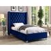 Everly Quinn Joclynn Solid Wood Tufted Low Profile Platform Bed Upholstered/Velvet in Blue | 56 H x 50 W x 74 D in | Wayfair