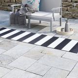 Gray/White 24 x 0.2 in Area Rug - Highland Dunes Gonsalez Striped Charcoal/Off-White Indoor/Outdoor Area Rug, | 24 W x 0.2 D in | Wayfair