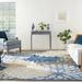 Blue/Gray 42 x 0.25 in Area Rug - Winston Porter Ciann Floral Indoor/Outdoor Area Rug Polypropylene | 42 W x 0.25 D in | Wayfair