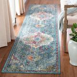 Blue/Green 26 x 0.25 in Indoor Area Rug - Bungalow Rose Haneul Teal/Orange Area Rug Polypropylene | 26 W x 0.25 D in | Wayfair