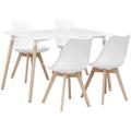 Table à manger rectangulaire bois 120cm blanc - Hedvig - 4 chaises. 4 places. scandinave. pieds