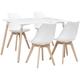 Sweeek - Table à manger rectangulaire bois 120cm blanc - Hedvig - 4 chaises. 4 places. scandinave.