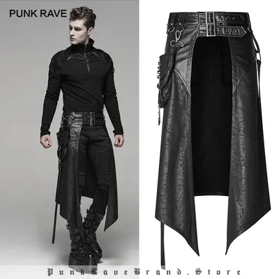 Punk perfecSide Stereo PUNK RAVE Half Skirt for Men Pants for Men Stage Performance Party Club