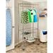 Chrome Steel Rolling Laundry Clothes Rack with Shelves