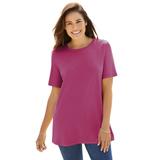 Plus Size Women's Perfect Short-Sleeve Crewneck Tee by Woman Within in Raspberry (Size 6X) Shirt