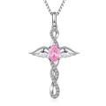 Angel Wing Cross Necklace Pink Infinity Cross Necklace for Women Wing Cross Necklace Pendant Sterling Silver Cross Necklace Women Pink Crystal Infinity Cross Necklace Religious Cross Jewelry Christian