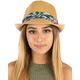 Funky Junque UPF50+ Womens Adjustable Multicolor Woven Pattern Short Brim Fedora Hat - beige - One Size