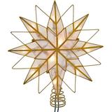 Kurt S. Adler 61506 - 10 Light 9.65" 8-Point Indoor Gold Capiz Star Christmas Tree Topper